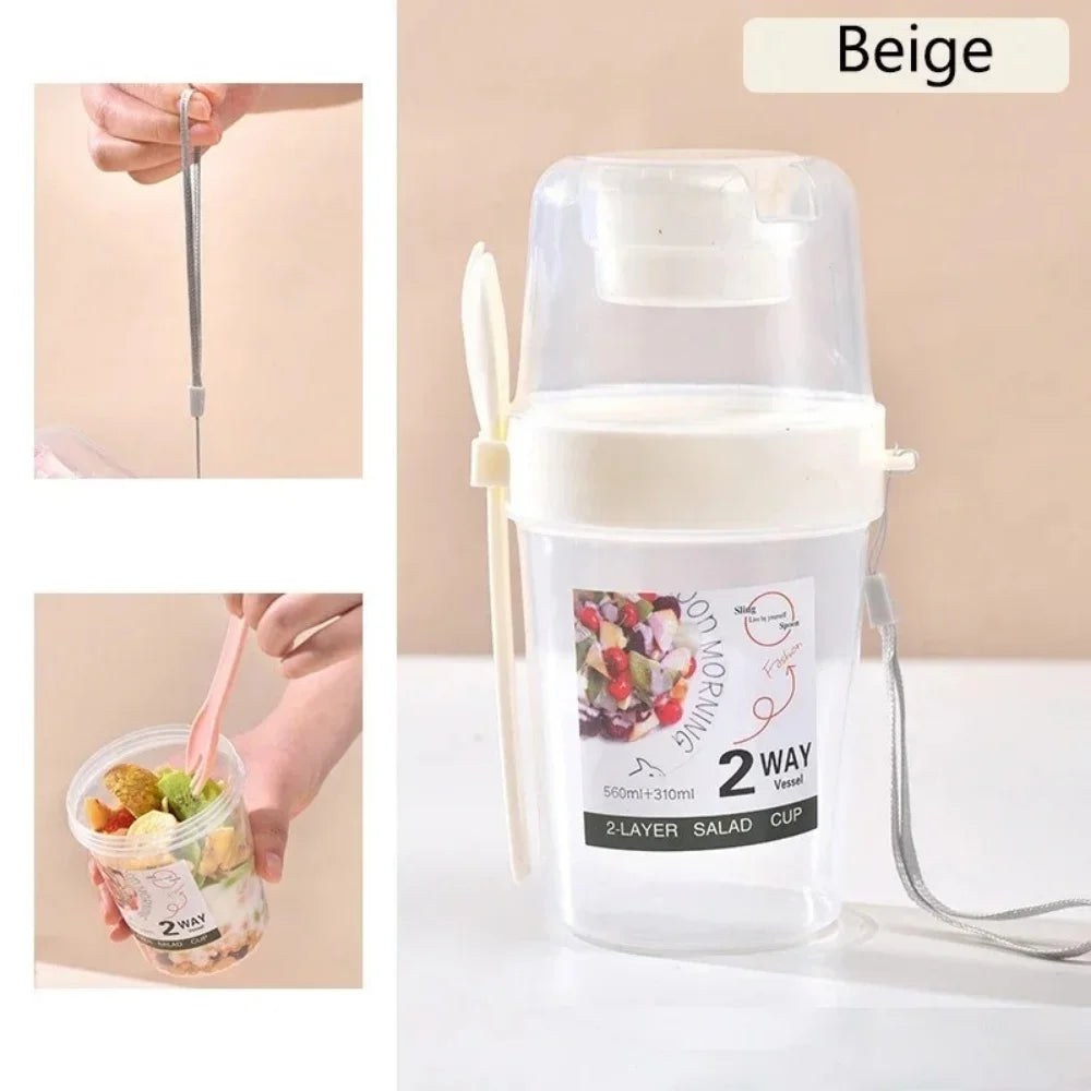 Portable Yogurt Cereal Oatmeal Snacks Parfait Containers Carry Breakfast Cup Salad Cups Salad Dressing Holders With Lid Forks