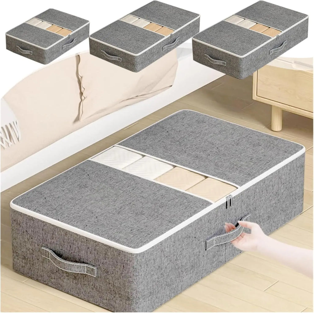 Storage Bin for Clothes Comforters Under Bed Storage Container Foldable Clothes Organizer with Sturdy Zippered For Blanket Cloth
