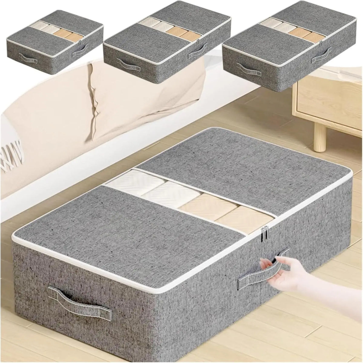 Storage Bin for Clothes Comforters Under Bed Storage Container Foldable Clothes Organizer with Sturdy Zippered For Blanket Cloth