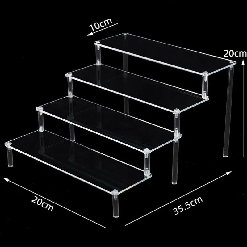 Acrylic Riser Display Shelf,3 Tier Display Stand for Amiibo Funko POP Figures,Cupcake Perfume Organizer Makeup Collection Doll