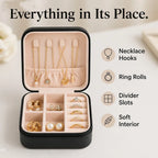 Portable Travel Jewelry Case, Mini Zipper Jewelry Storage Box, PU Leather Small Organizer for Rings Earrings Necklaces, Com
