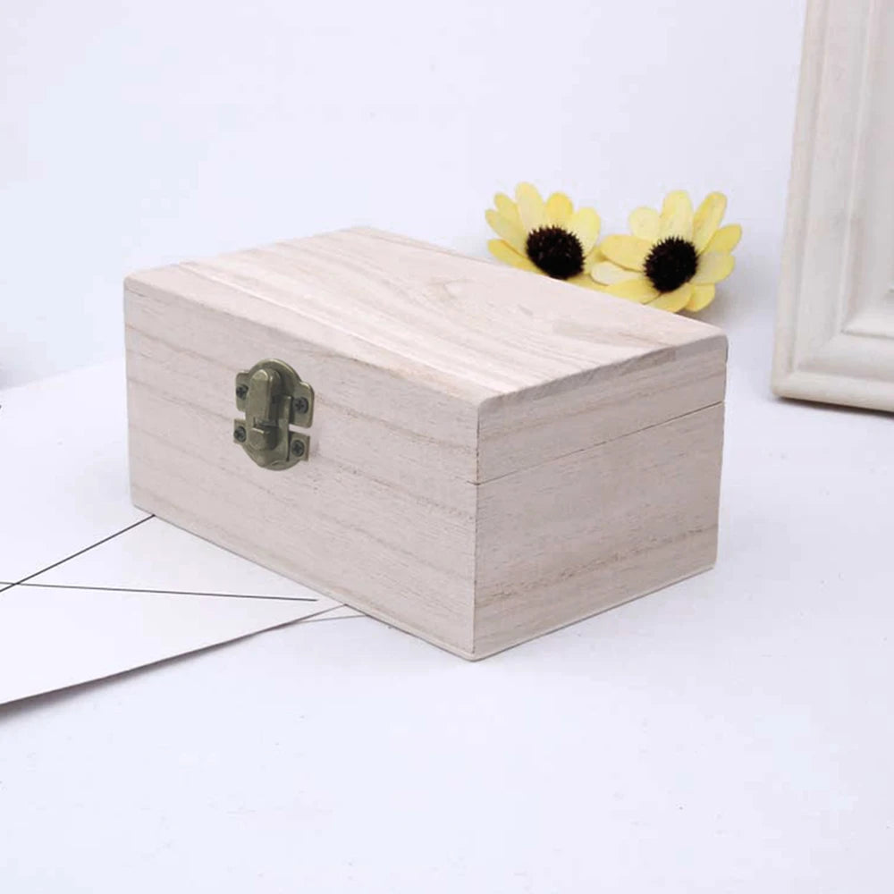 1/3pcs Log Color Scotch Plain Wood Wooden Square Hinged Storage Boxes Craft Gift Box Handmade Case Box Storage Organization